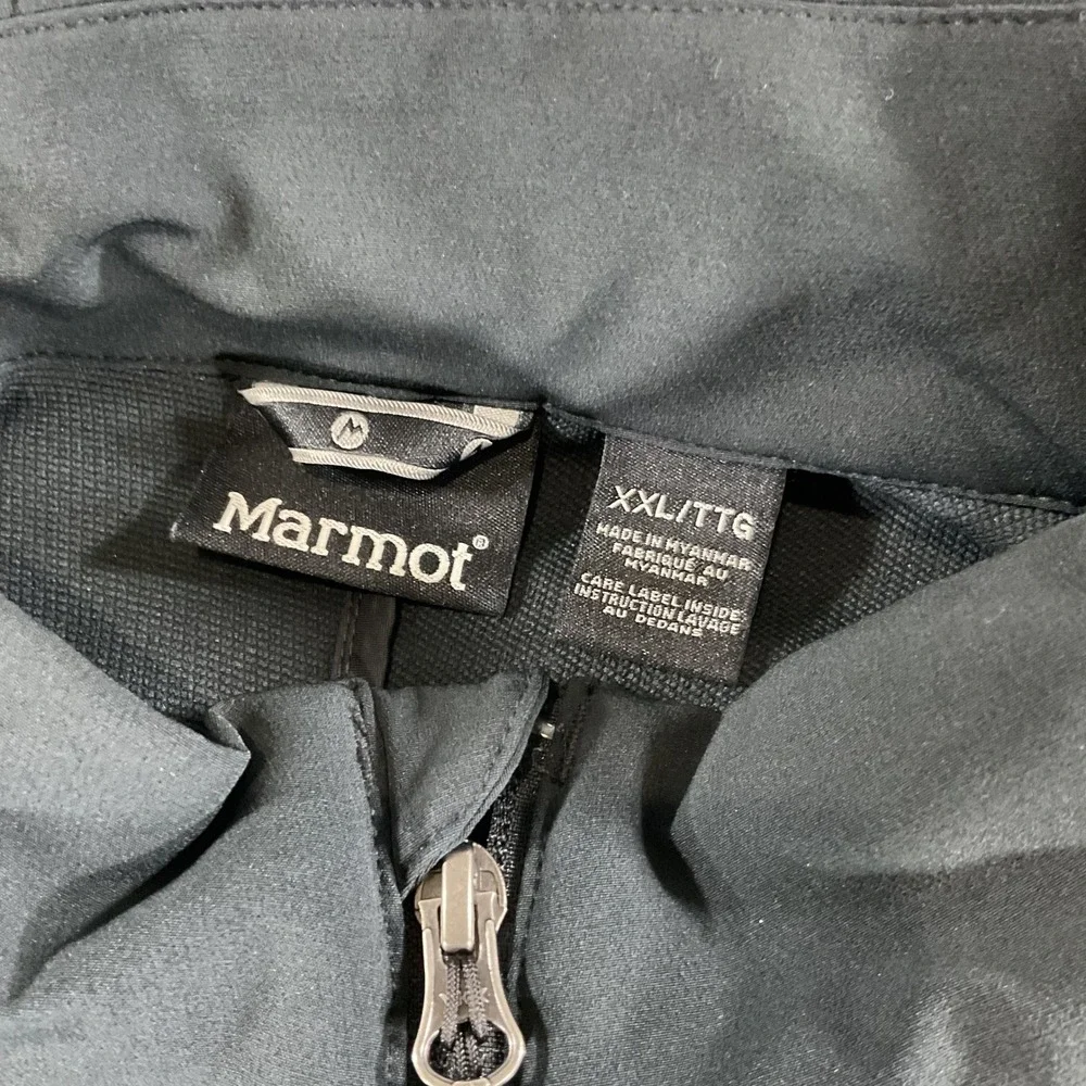 Marmot Softshell Jacket Mens XXL Black Full Zip Windbreaker Aramark Logo M3